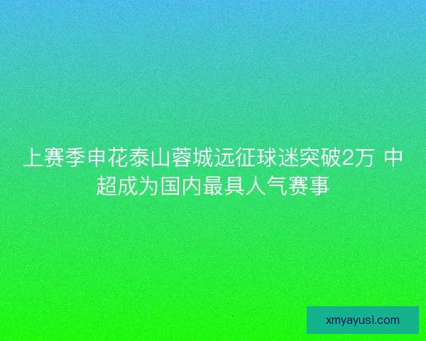 上赛季申花泰山蓉城远征球迷突破2万 中超成为国内最具人气赛事